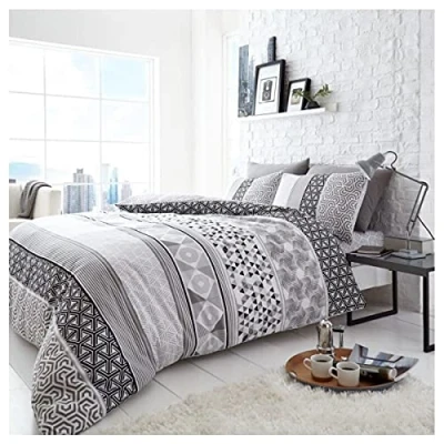 Image of GC GAVENO CAVAILIA Geometric Duvet Cover, Stripe Bedding Double Bed Set, Triangle Quilt Covers, Mono