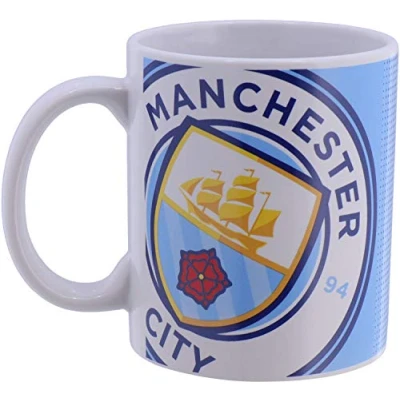 Image of Manchester City F.C. Forever Collectibles (UK) Ltd Man Halftone 11oz Boxed Mug,Sky Blue