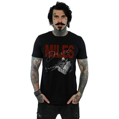 Image of Absolute Cult Miles Davis Men&#039;s Distressed Photo T Shirt Black Large