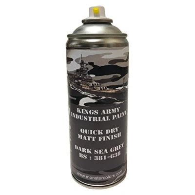 Image of Kings Army Dark Sea Grey Bs 381 638 Military Matt Spray Paint 400ml Vehicle Paint, Airsoft, Paintball, Model Maker Fishing
