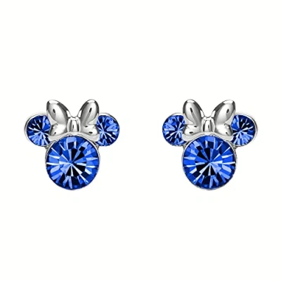 Image of Disney Minnie Mouse Sterling Silver September Birthstone Earrings