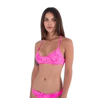 Image of Hurley Women&#039;s Jungle Walk Adjustable Open Back Top Bikini, Pink Punch, S