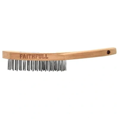 Image of Faithfull Wire Grill Brush Barbecue Cleaner Bristles Scraper With Wooden Handle