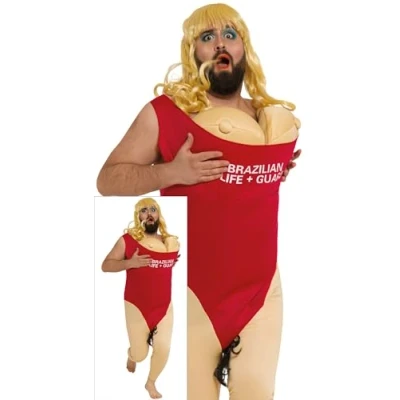 Image of FIESTAS GUIRCA Lifeguard Fancy Dress Costume Stag do Outfit Size XL UK 44 46
