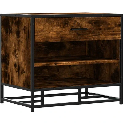 Image of vidaXL Shoe Bench Smoked Oak 60x40x53.5 cm Engineered Wood and Metal
