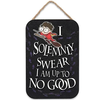 Image of Harry Potter Hanging Sign I Solemnly Swear Am Up To No Good Wall Decor for Bedroom or Playroom