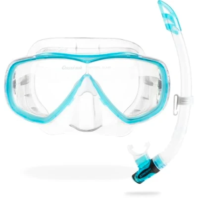Image of Cressi Estrella Combo Set Mask + Snorkel Gamma, Transparent/Blue, One Size, Unisex Adult