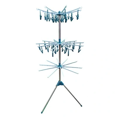 Image of Hyfive Clothes Airer Drying Rack Foldable Laundry Rail Hanger Indoor Outdoor Three Tier