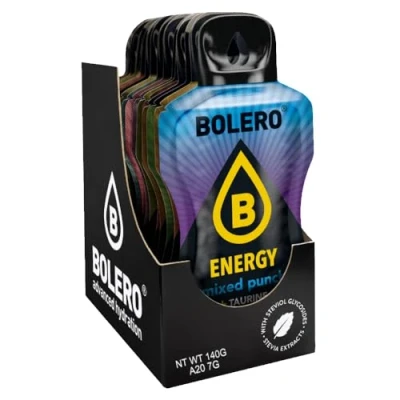 Image of Bolero Energy 20 flavours Box of Sachets (20x7g) sugar free, fresh energetic drink.