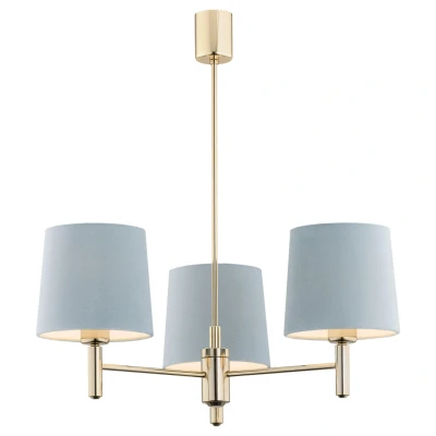 Image of Ponte Multi Arm Pendant Ceiling 3 Light Blue, Dark Brass Steel