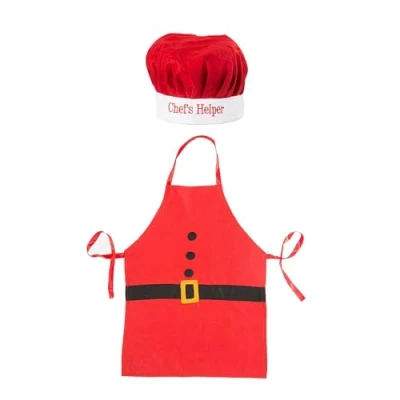 Image of RockParty Adult Christmas Chef Hat &amp; Kids&#039; Helper Set Festive Cooking Apparel for Holiday Baking and Family Fun (Red Kids)