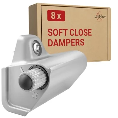 Image of LouMaxx Softclose Door Damper Set of 8 Furniture Grey Cabinet Soft Close for Retrofitting Doors
