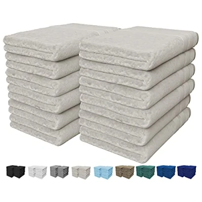 Image of Vozbi Face Towels Cotton Washcloths Set 30 x cm, 100% Ring Spun Cotton, Premium Quality Flannel Cloths, Highly Absorbent and Soft Feel Fingertip (12 Pack Cream)