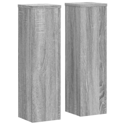 Image of vidaXL Plant Stand Pot Flowers, 2pcs, Grey Sonoma, Engineered Wood, 17x17x60cm, Timeless Modern Style, Hollow Design for Extra Stability