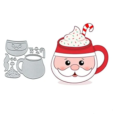 Image of Merry Christmas Snata Metal Die Cuts,Christmas Gingerbread Teacup Cutting Dies Cut Stencils DIY Scrapbooking Decorative Embossing Paper Card Making