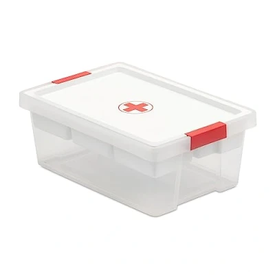 Image of Tatay First Aid Storage Box, 7 L Capacity, with Handles, Lid 100% recycled materials, BPA Free. Measures 25 x 36 13 cm,White