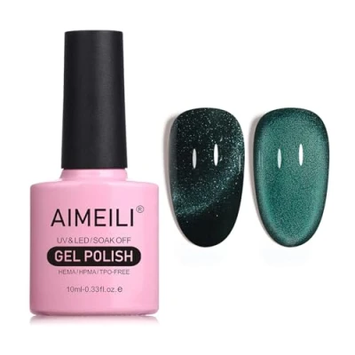 Image of AIMEILI Magnetic Gel Nail Polish Cat Magnet Eye Polish, UV LED Soak Off Glitter Varnish Art Manicure Pedicure, Long Lasting &amp; Easy to Apply 10ml 764