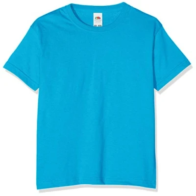 Image of FRUIT OF THE LOOM Unisex Kids Valueweight Short Sleeve T Shirt, Blue (Azure Blue), 14 15 Years UK