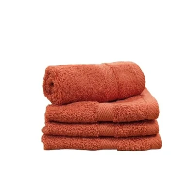 Image of Bentley Priory Luxor Spa Towel 4 Pack of Face Flannels made from Absorbent 600 GSM Combed Cotton Multi Packs Wash Cloths (PAPRIKA)