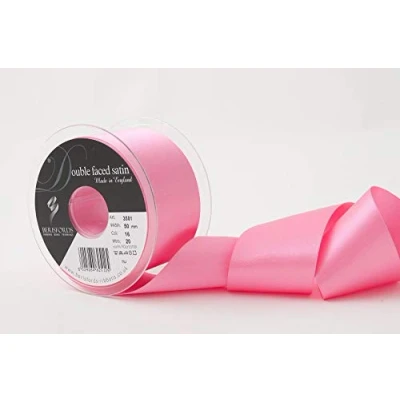 Image of Berisfords Double FACE Poly Satin Ribbon, Sugar Pink, 50 mm