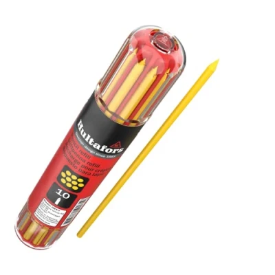 Image of Hultafors Deep hole marker refill set yellow 10 pieces I In a practical dispenser with clip holder 2.8 mm universal refills For carpenter&#039;s pencil variety of surfaces 650160