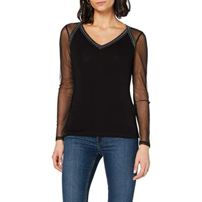 Image of Morgan Women&#039;s T Shirt Manches Longues plumetis Teofil, Black, S