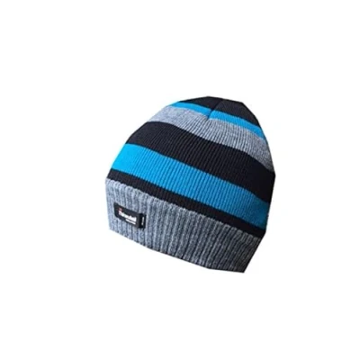 Image of RockJock Boys Striped Thinsulate Thermal Beanie Fleece Lined Winter Hats Warm Fashion (Turquoise)
