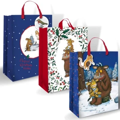 Image of Danilo Promotions Limited Official The Gruffalo Luxury Gift Bag, Bag Gruffalo, Wrap Three Bags for Christmas, Different Designs