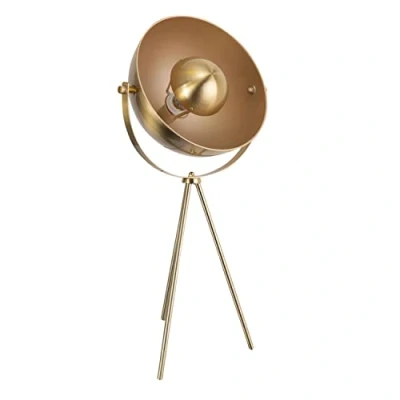 Image of firstchoicelighting Tripod Table Lamp or Bedside Light Retro Design Industrial with Dome Shade Satin Brass Height 64cm LED Compatible