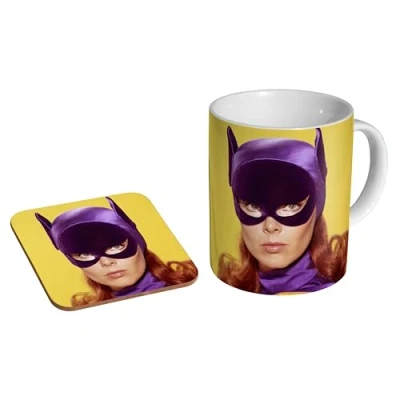 Image of glades Batgirl 1960s Awesome Colour Ceramic Coffee Mug + Coaster Gift Set