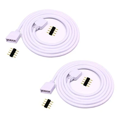 Image of LitaElek 2pcs 1m 3.3ft RGB LED Strip Extension Cable 4 Pin Tape Cord Ribbon Wire Band Extender Quick Connector for SMD 5050 3528 2835 Light, White