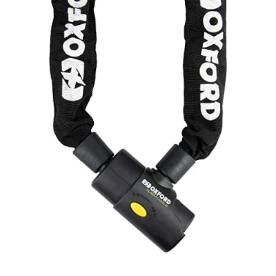 Image of Oxford 1 1.2m Alarm 10 10mm Square Link General Purpose Chain Lock Motorcycle/Bicycle Security, Black