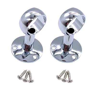 Image of EAI Wardrobe Rail Drop Centre Bracket Suit 25mm Diameter Polished Chrome Pack of 2