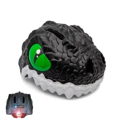 Image of Crazy Safety Black Dragon Children&#039;s Bike helmet for children aged 2 7 years bikes, skateboards, balance scooters, skates Light and adjustable 3D animal 49 55 cm