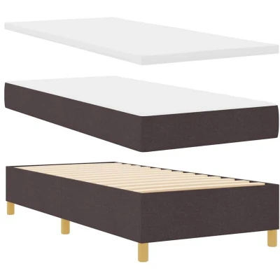 Image of Box Spring Bed with Mattress &amp; Bench Dark Brown 100x200 cm Fabric Vidaxl