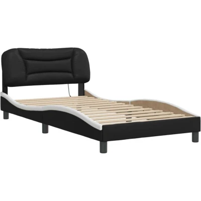 Image of vidaXL Bed Frame with LED without Mattress &quot;Hvar&quot; Black and White 100x200 cm