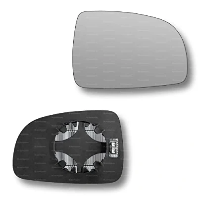 Image of Less4spares Replacement Wing Mirror Glass Right Compatible with Nissan Note 2006 2013 CLIP ON Driver Off side Heated Convex