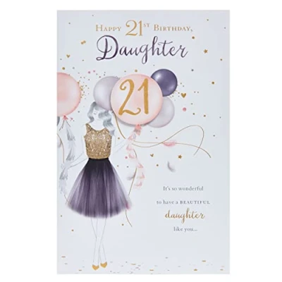 Image of UK Greetings 21st Birthday Card for Daughter Pretty Dress Design, Multi, 149mm x 229mm