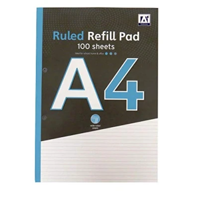 Image of Anker Stationery A4 Refill Notepad Wide Ruled, Margin and Heading, 100 Sheets