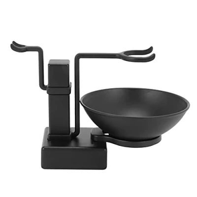 Image of Yuemsh Bathroom Barber Men Metal Shaving Rack Stand Set Shave Brush Holder Shelf + Soap Mug Cup Bowl Black