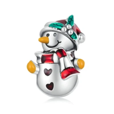 Image of Christmas Charm Beads Original 925 Sterling Silver Love Family Bead Charms for Pandora Bracelets Women&#039;s Jewellery (Snowman Beads)
