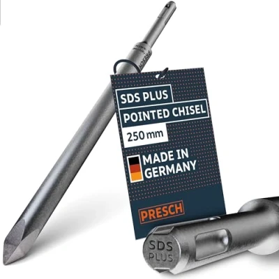 Image of Presch SDS Plus Pointed Chisel Extremely Robust, Durable tip for All Breakthrough Work (250 mm Length) Rotary Hammer Made of high Performance Steel Powerful impacts
