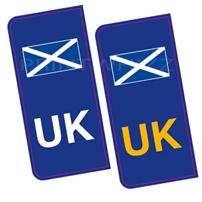 Image of Printwhizz Ltd 2 x Scotland Car Stickers Scottish Flag Number Plate Reg Self Adhesive Vinyl