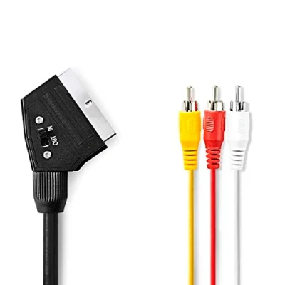 Image of Nedis SCAR T Male Switchable SCART Cable 3x RCA Male, 1.0, black