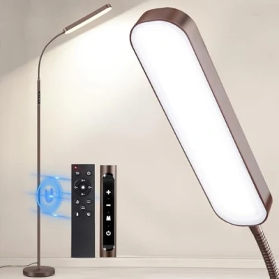 Image of OUTON LED Floor Lamp 15W 1500LM, Adjustable Gooseneck Modern with 4 Color Temperature and Stepless Dimmer, Remote Touch Control for Reading Living Room Bedroom (Bronze)