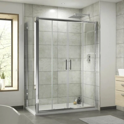 Image of Luxura Pacific Double Sliding Door Shower Enclosure 1700 x 700mm 6mm