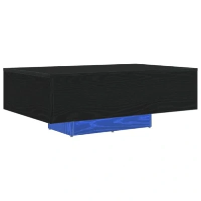 Image of vidaXL coffee table black oak wood rectangle indoor sleek minimalist design 85x55x31 cm living room/flat/compact spaces