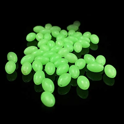 Image of OriGlam 100pcs Luminous Fishing Beads Glow Beads, Hard Plastic Oval Eggs, Soft Rig for Pool Lake River (Glow in The Dark)
