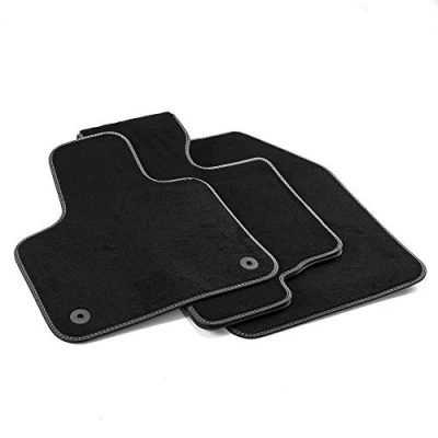 Image of MDM PRO 7292 Floor Mats for Peugeot 3008 II/Opel Grandland X 11.2016 Onwards Velour Nylon Faux Leather Edges and Double Quilted Seam Chrome Stitching