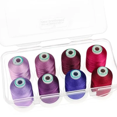 Image of New brothread 15 Options 8 Snap Spools of 1000m Each Polyester Machine Embroidery Thread with Clear Plastic Storage Box for &amp; Quilting Different Purple